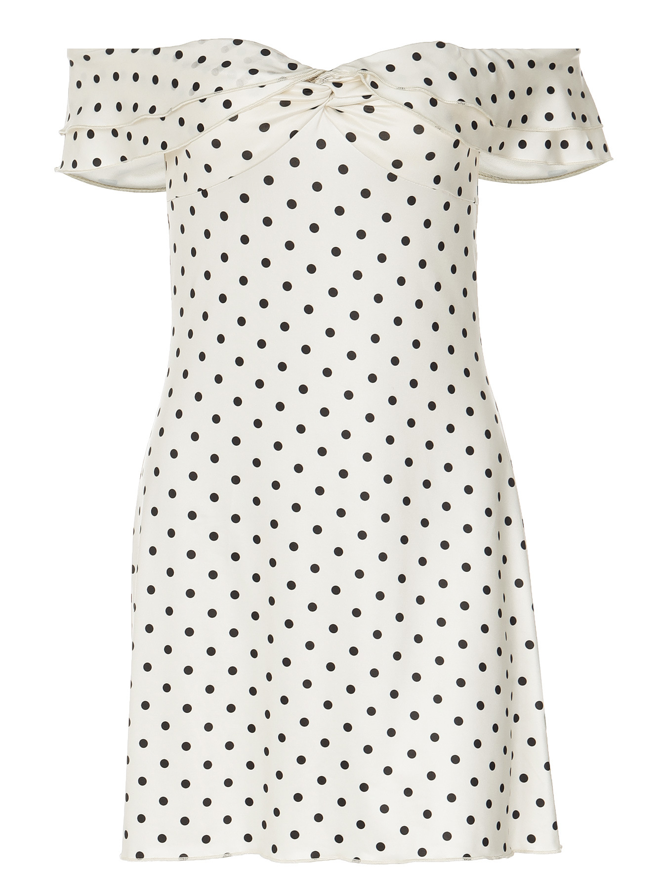 Women Polka Dot Off Shoulder Ruched Mini Dress