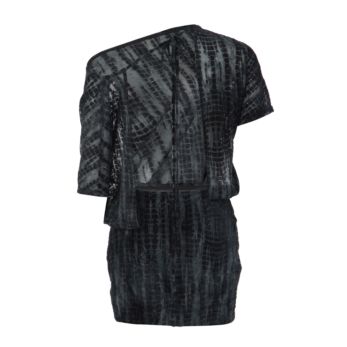 Women Off Shoulder Tie Back Printed Mini Dress