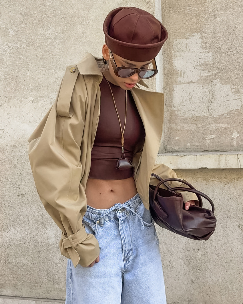 Women's Cropped Trench Jacket, Open Front Oversized Blazer, Notched Lapel Casual Outerwear with Adjustable Cuffs