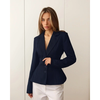 Women's Peplum Blazer, Single-Breasted Cinched Waist Suit Jacket, Elegant Notched Lapel Formal Outerwear for Work & Party 01