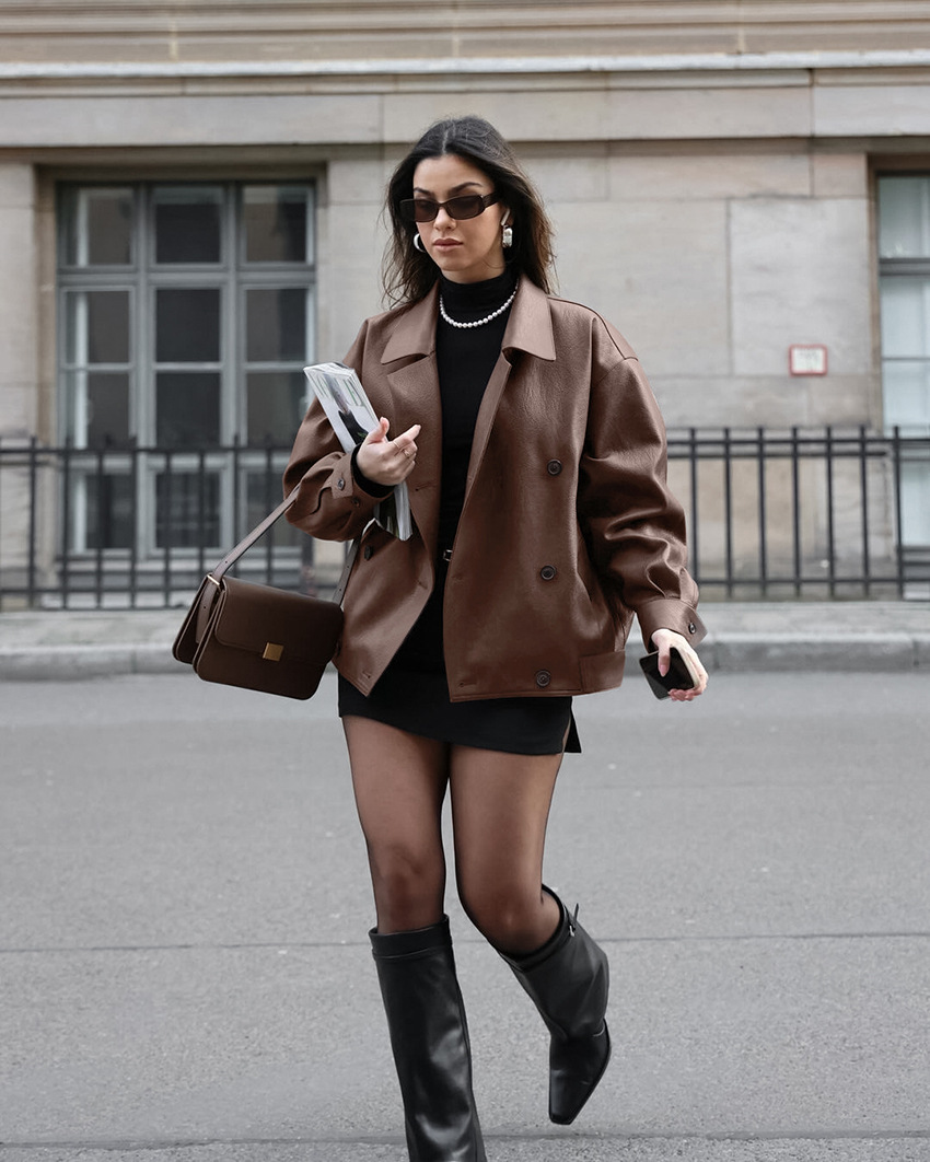 Structured Lapel &amp; Epaulets | Adjustable Waist Belt | Luxe Chocolate Brown Hue | Versatile for Office &amp; Streetwear