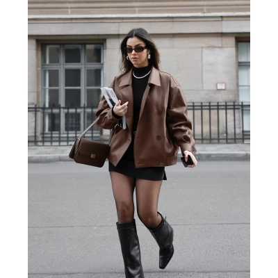 Structured Lapel & Epaulets | Adjustable Waist Belt | Luxe Chocolate Brown Hue | Versatile for Office & Streetwear 01