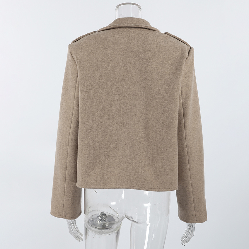 Women's Cropped Wool Blend Trench Coat, Oversized Double Breasted Jacket, Elegant Short Outerwear for Fall &amp; Winter