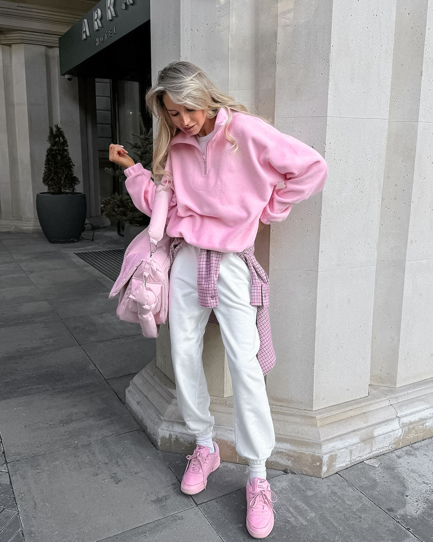 Women's Oversized Half-Zip Fleece Sweatshirt, Stand Collar Pullover Top with Elastic Cuffs, Casual Relaxed Outerwear for Fall &amp; Winter