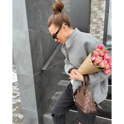 Women's Oversized Stand Collar Wool Blend Coat, Open Front Relaxed Jacket with Long Sleeves, Casual Outerwear for Fall & Winter 02