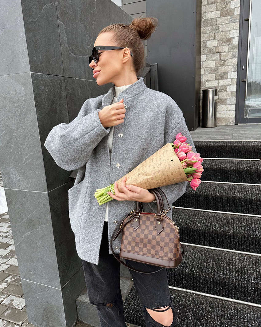 Women's Oversized Stand Collar Wool Blend Coat, Open Front Relaxed Jacket with Long Sleeves, Casual Outerwear for Fall &amp; Winter