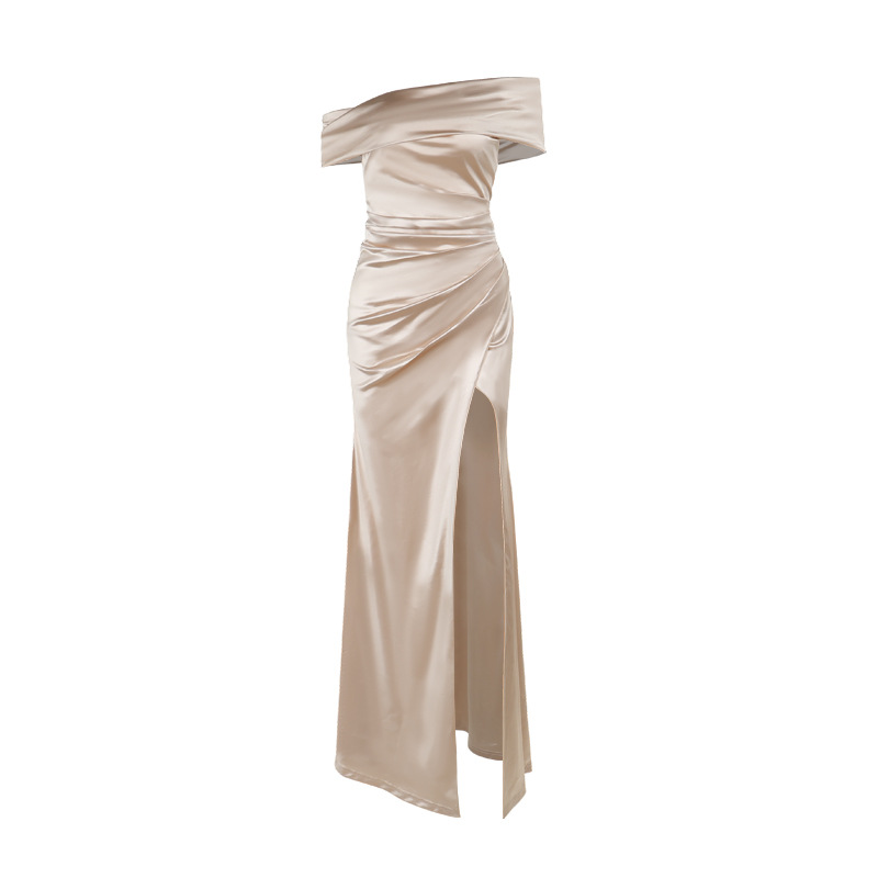 Women's Elegant Off The Shoulder Evening Dress - Mermaid Silhouette Slit Long Formal Gown