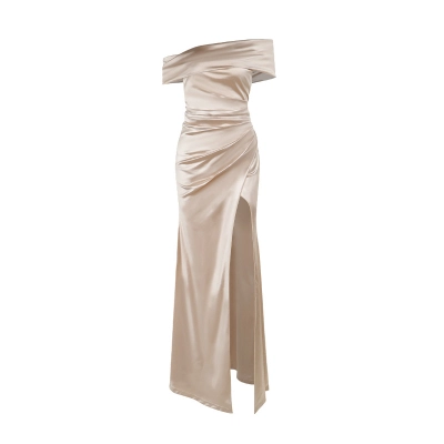 Women's Elegant Off The Shoulder Evening Dress - Mermaid Silhouette Slit Long Formal Gown 01