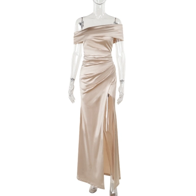 Women's Elegant Off The Shoulder Evening Dress - Mermaid Silhouette Slit Long Formal Gown 02