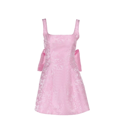 2025 New Square Neck Bodycon Dress - Elegant Bow Tie Slim Fit Cocktail Party Mini Dress 01