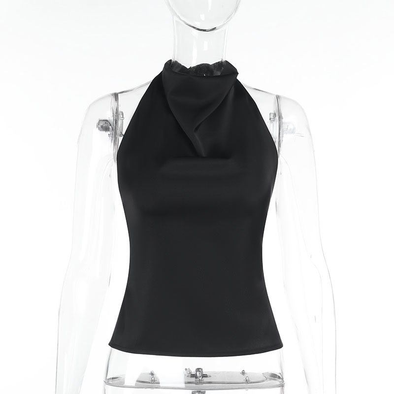 2025 Spring Satin Backless Top - Sexy Halter Neck Camisole for Streetwear &amp; Night Out