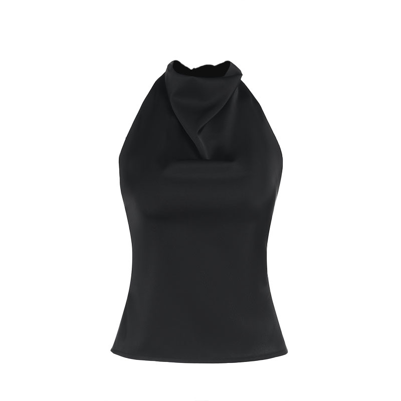 2025 Spring Satin Backless Top - Sexy Halter Neck Camisole for Streetwear &amp; Night Out