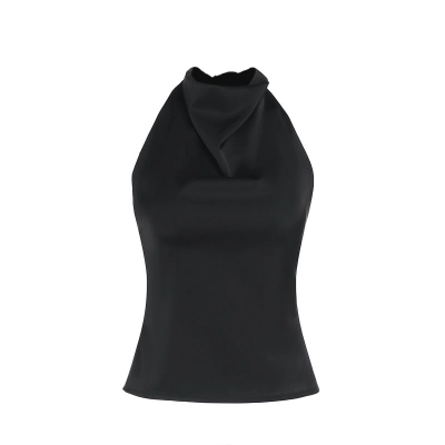 2025 Spring Satin Backless Top - Sexy Halter Neck Camisole for Streetwear & Night Out 01