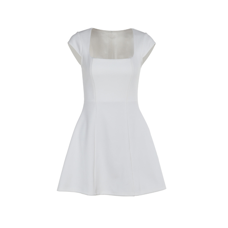 2026 Summer Square Neck Mini Dress - Chic Short Sleeve A-Line Shift Dress for Work &amp; Casual