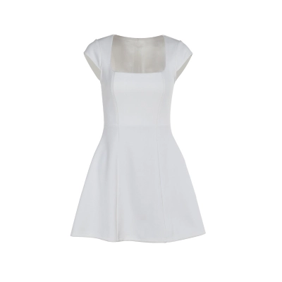 2026 Summer Square Neck Mini Dress - Chic Short Sleeve A-Line Shift Dress for Work & Casual 01