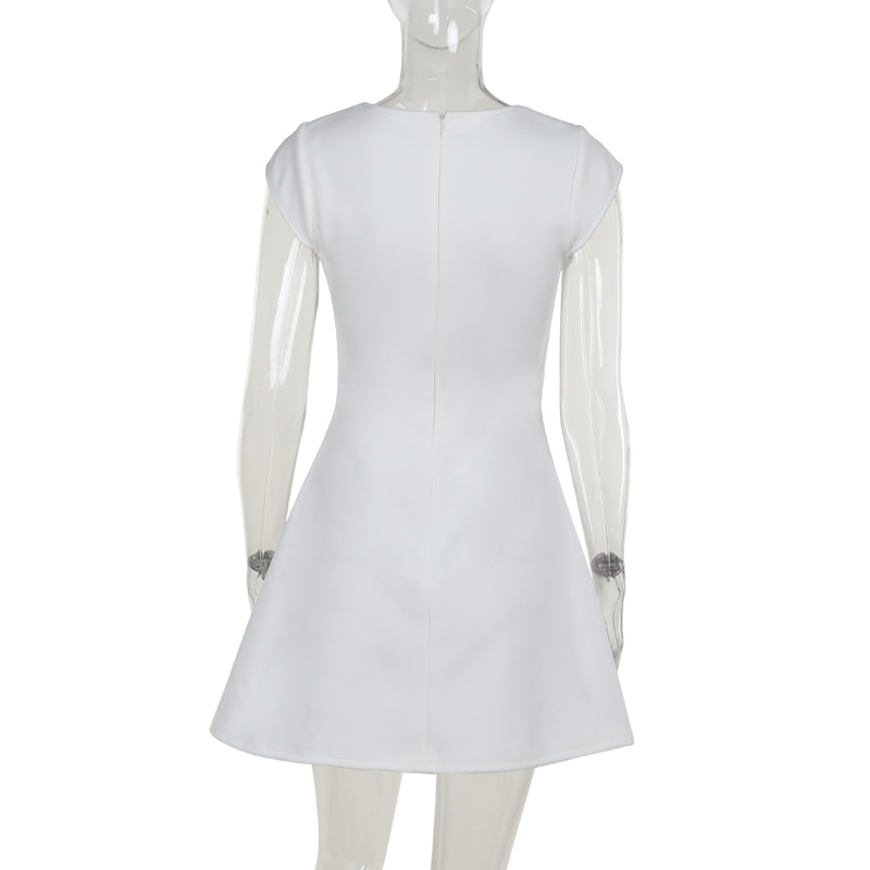2026 Summer Square Neck Mini Dress - Chic Short Sleeve A-Line Shift Dress for Work &amp; Casual