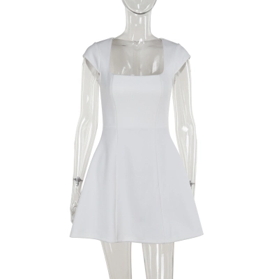 2026 Summer Square Neck Mini Dress - Chic Short Sleeve A-Line Shift Dress for Work & Casual 02