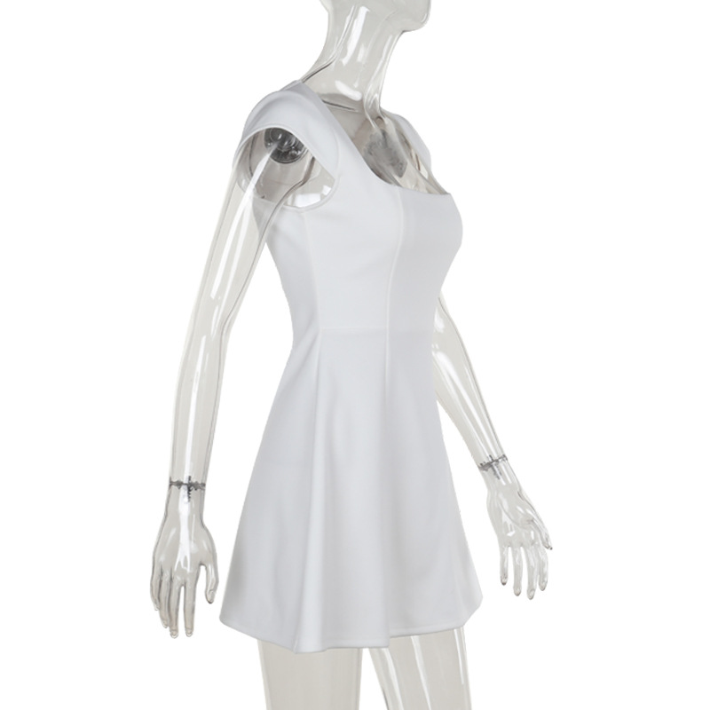 2026 Summer Square Neck Mini Dress - Chic Short Sleeve A-Line Shift Dress for Work &amp; Casual