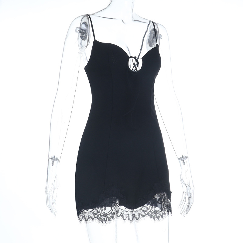 Sexy Lace Bodycon Mini Dress - Slim Fit Spaghetti Strap Cami Dress for Party &amp; Club