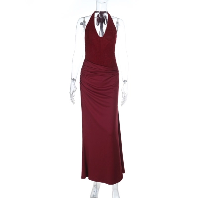 2026 Summer Halter Neck Bodycon Maxi Dress - Sexy Slim Fit Long Gown for Party & Club 02