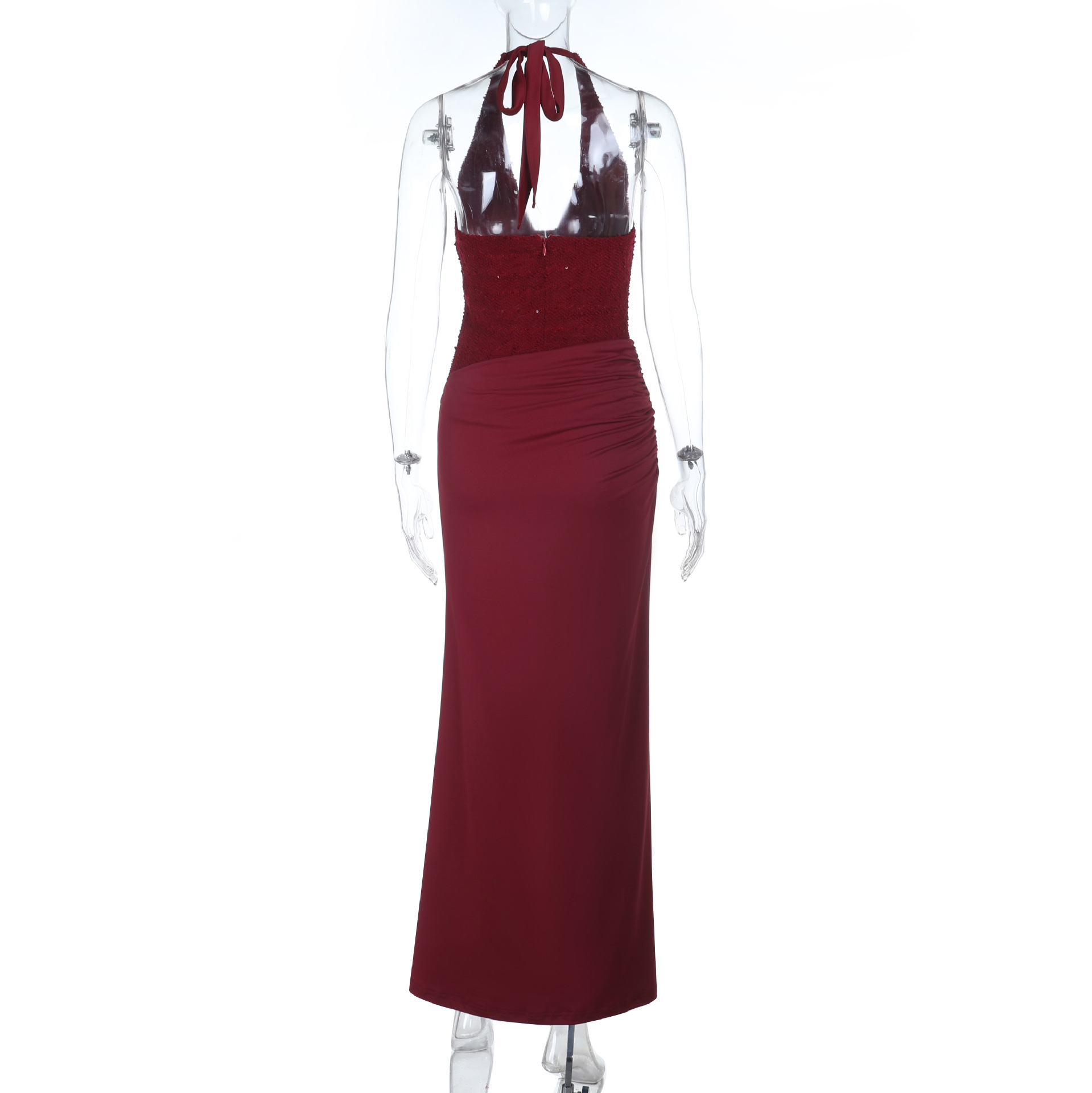 2026 Summer Halter Neck Bodycon Maxi Dress - Sexy Slim Fit Long Gown for Party &amp; Club