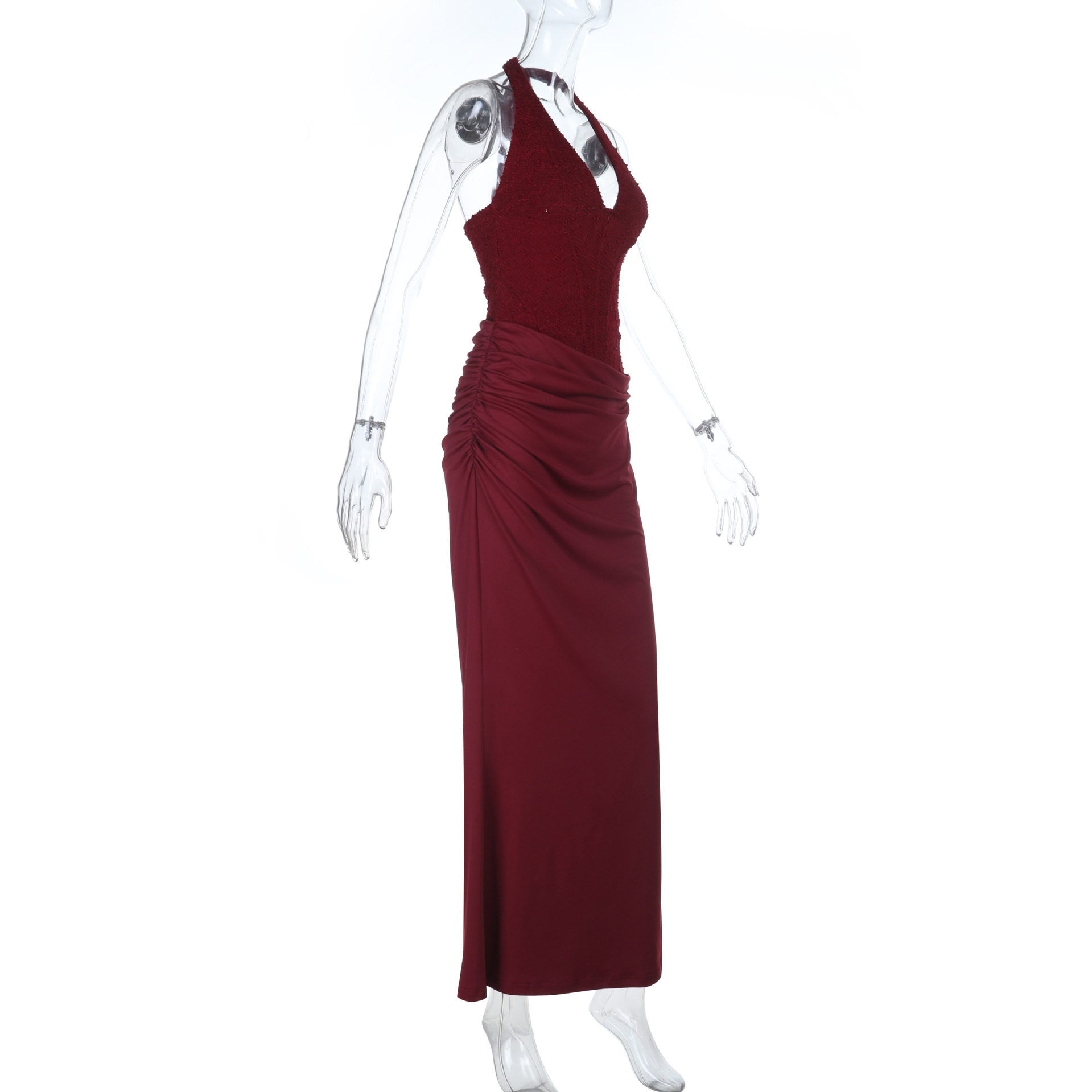 2026 Summer Halter Neck Bodycon Maxi Dress - Sexy Slim Fit Long Gown for Party &amp; Club