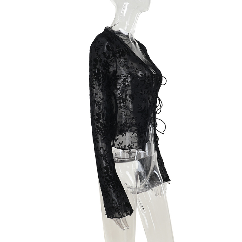 New Fashion Chiffon Blouse - Elegant Tweed Style Slim Fit Ruffle Flare Sleeve Top