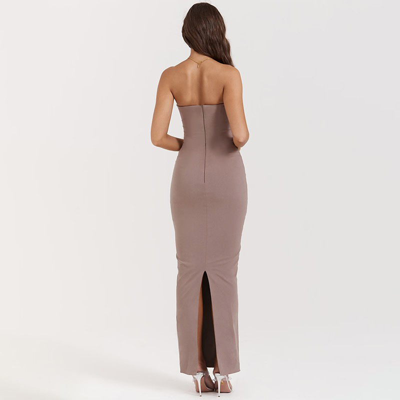 Women's 2026 New Fashion Knit Tube Top Maxi Dress - Sexy Strapless Bodycon Long Gown for Party &amp; Club