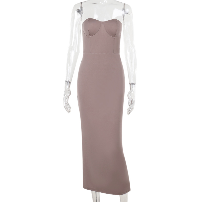 Women's 2026 New Fashion Knit Tube Top Maxi Dress - Sexy Strapless Bodycon Long Gown for Party &amp; Club