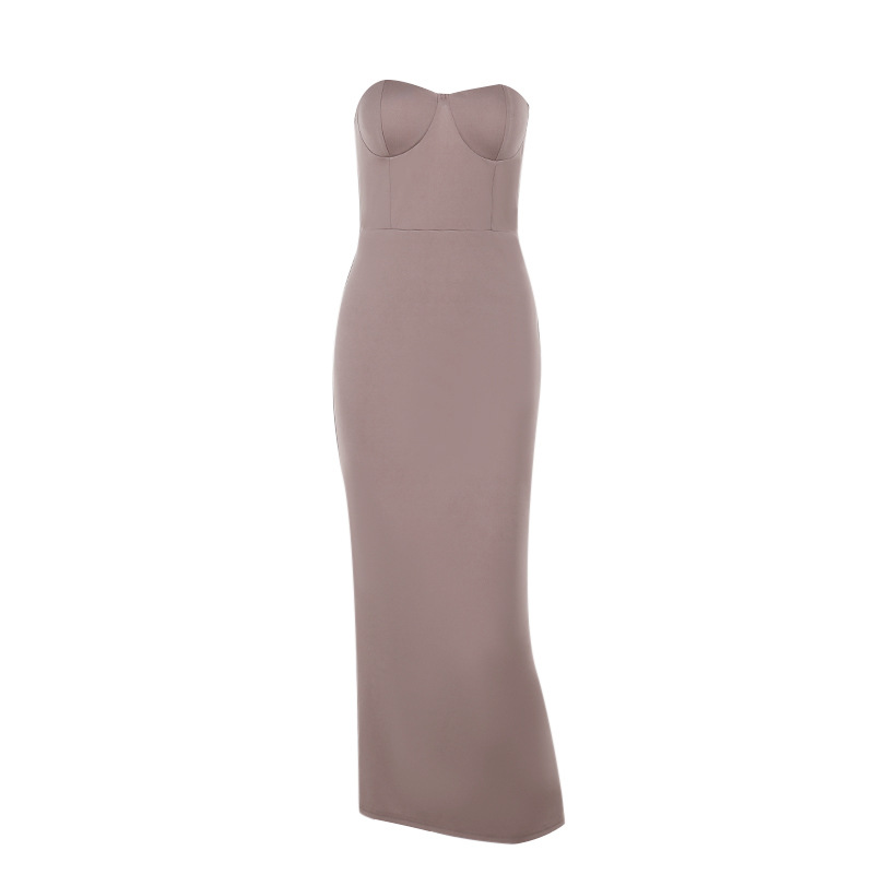 Women's 2026 New Fashion Knit Tube Top Maxi Dress - Sexy Strapless Bodycon Long Gown for Party &amp; Club