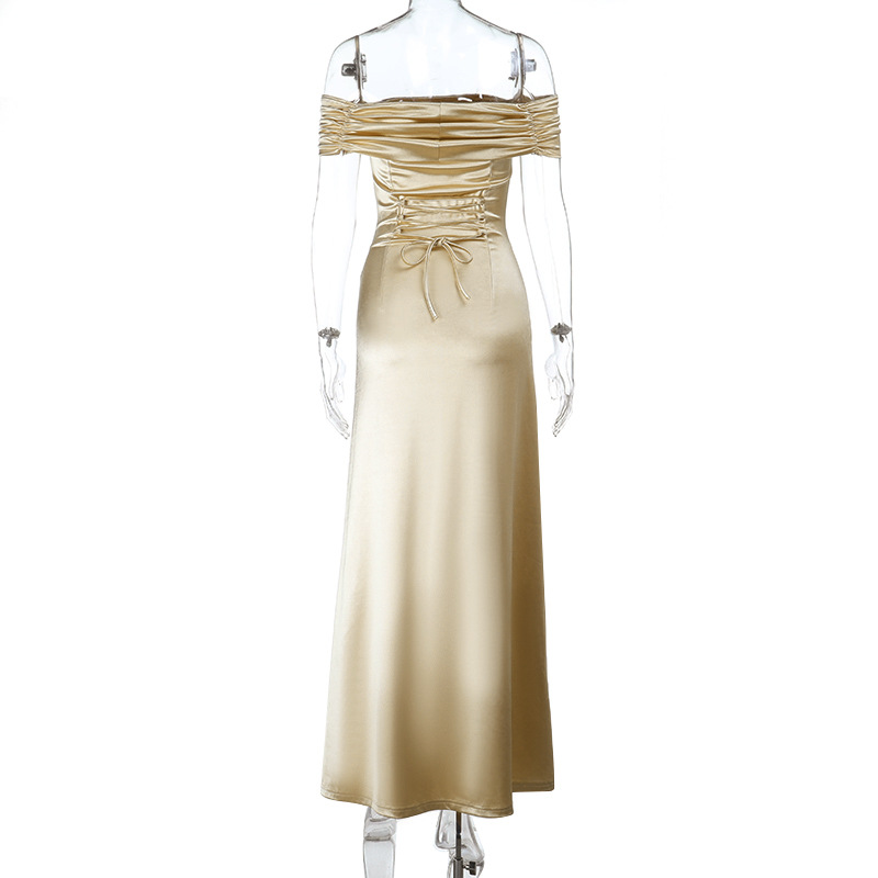 Women's Sexy Off-The-Shoulder Bodycon Maxi Dress - Elegant Strapless Evening Gown for Party &amp; Club