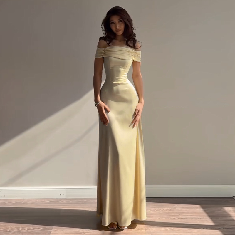 Women's Sexy Off-The-Shoulder Bodycon Maxi Dress - Elegant Strapless Evening Gown for Party &amp; Club