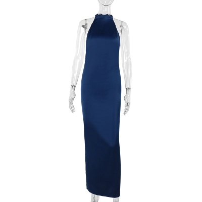 2026 New Satin Backless Evening Gown - Elegant Slim Fit Formal Maxi Dress for Party & Wedding Guest 02