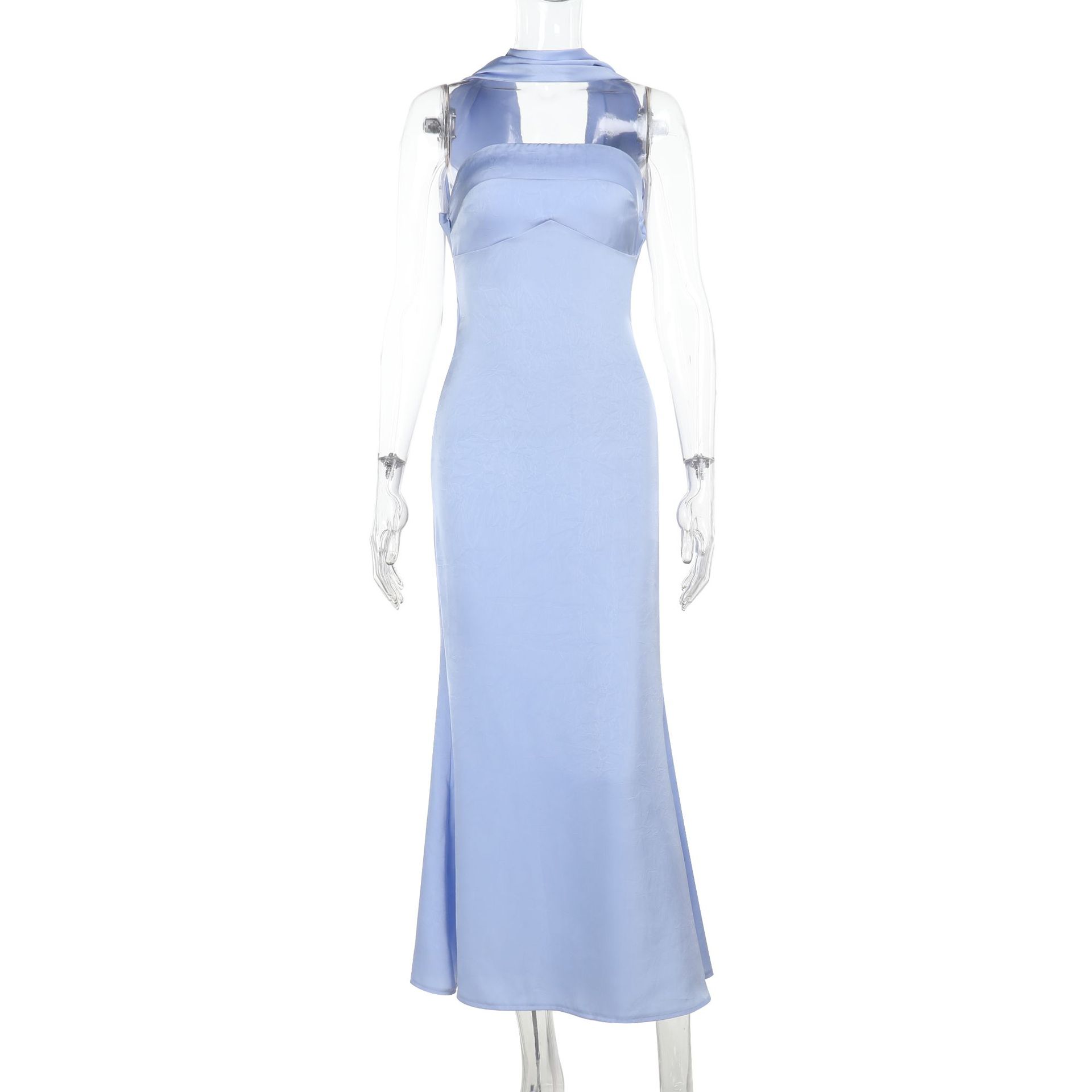 Women's 2-in-1 Satin Convertible Dress - Strapless Tube Top &amp; Off-The-Shoulder Evening Gown for Party &amp; Wedding Guest