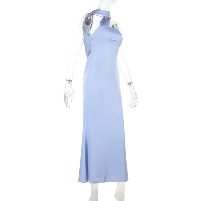 Women's 2-in-1 Satin Convertible Dress - Strapless Tube Top & Off-The-Shoulder Evening Gown for Party & Wedding Guest 02