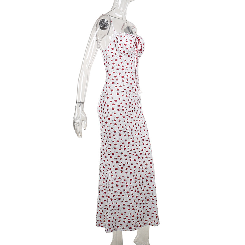 2026 New Floral Print Spaghetti Strap Maxi Dress - Slim Fit Summer Long Gown for Vacation &amp; Party