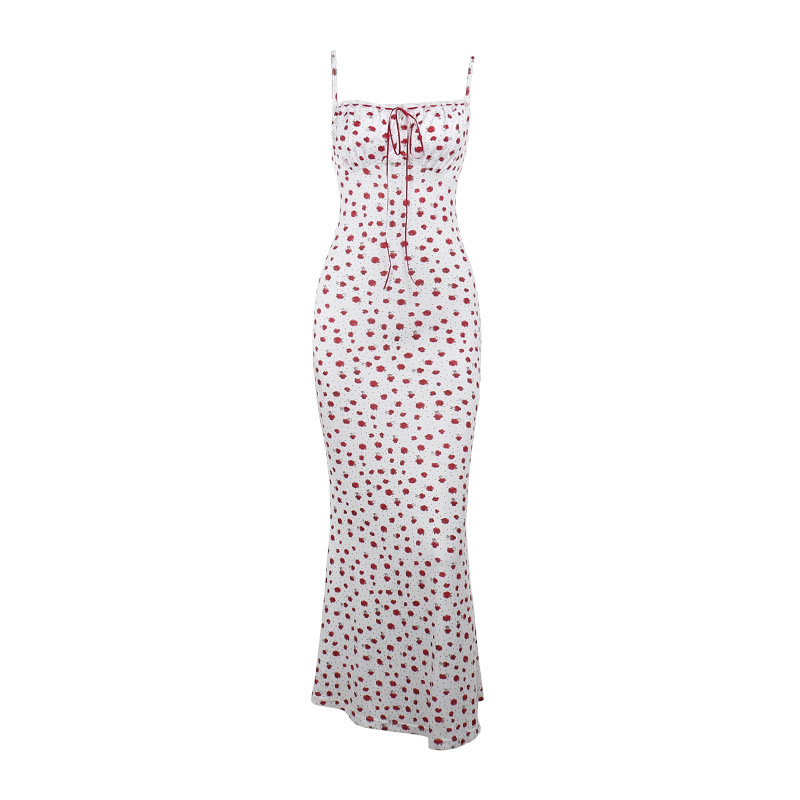 2026 New Floral Print Spaghetti Strap Maxi Dress - Slim Fit Summer Long Gown for Vacation &amp; Party