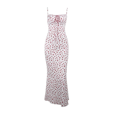 2026 New Floral Print Spaghetti Strap Maxi Dress - Slim Fit Summer Long Gown for Vacation & Party 01