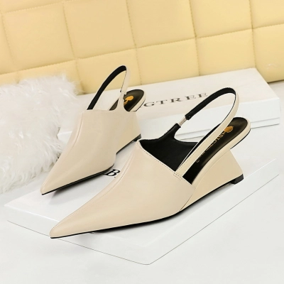 Closed toe shoes hollow back strap sandals high heels 14 02