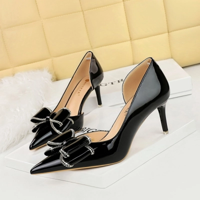 Patent leather rhinestone bow shoes 12 01