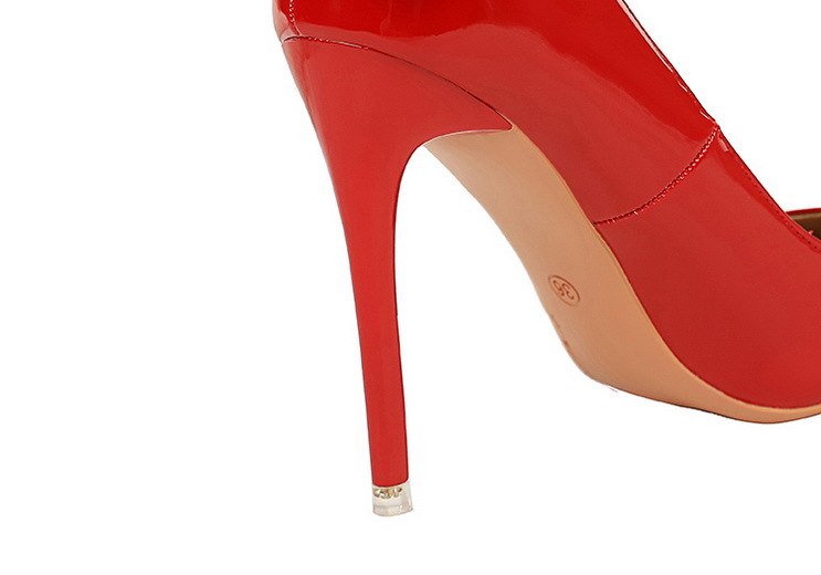 Women's patent leather high heel shoes with bow at the back 17