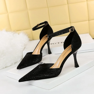 Solid color PU material high heel sandals 26 01