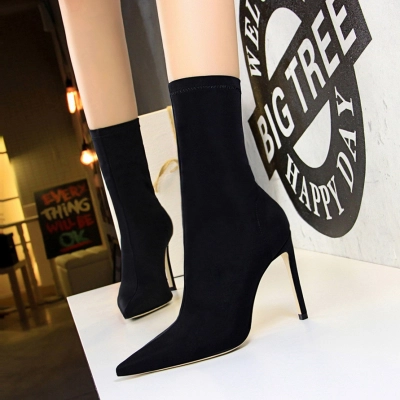 Stiletto ultra-high heel slim stretch ankle boots 31 01