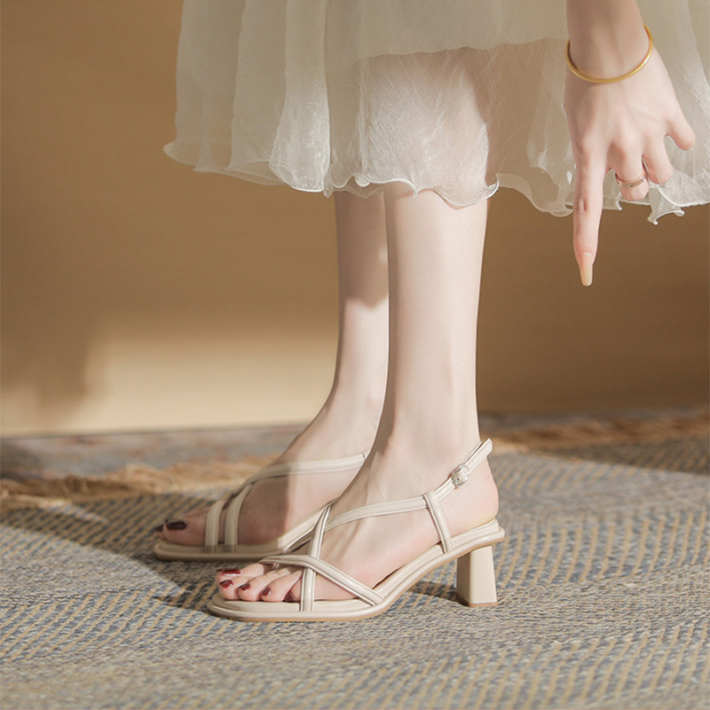Block Heel Slingback Strappy Summer Sandals
