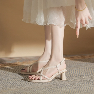 Block Heel Slingback Strappy Summer Sandals 01