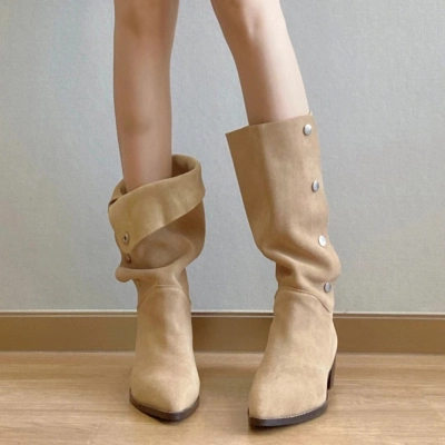 Pointed Toe Fold‑Over Shaft Western Cowboy Boots 02
