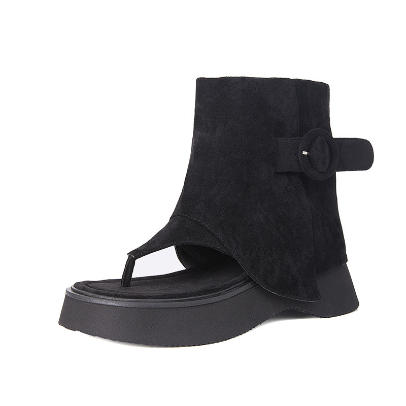 Platform Thong Ankle Wrap Buckle Sandal Boots