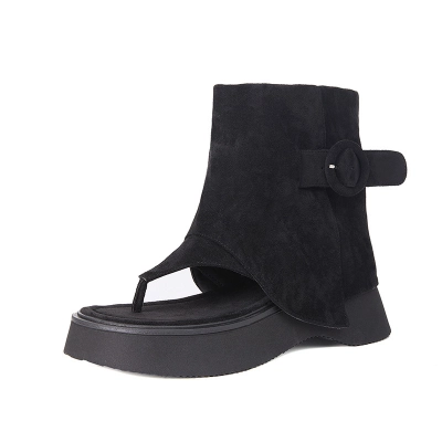 Platform Thong Ankle Wrap Buckle Sandal Boots 01