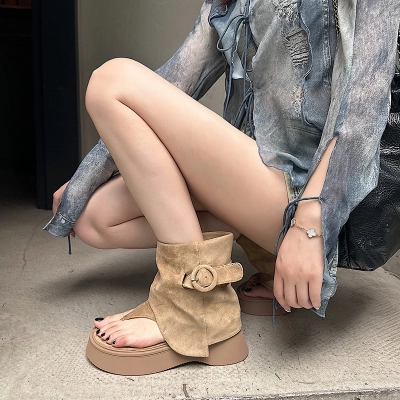 Platform Thong Ankle Wrap Buckle Sandal Boots 02