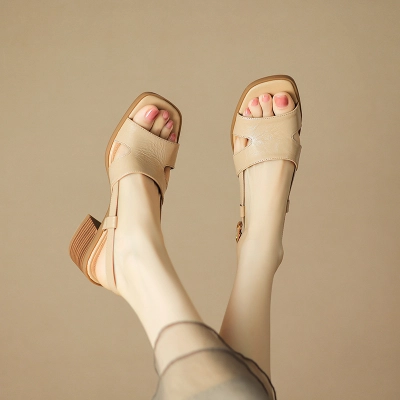 H‑Cut Slingback Block Heel Summer Sandals 02